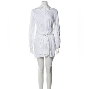 Alice + Olivia White mini shirt dress with sash tie detail